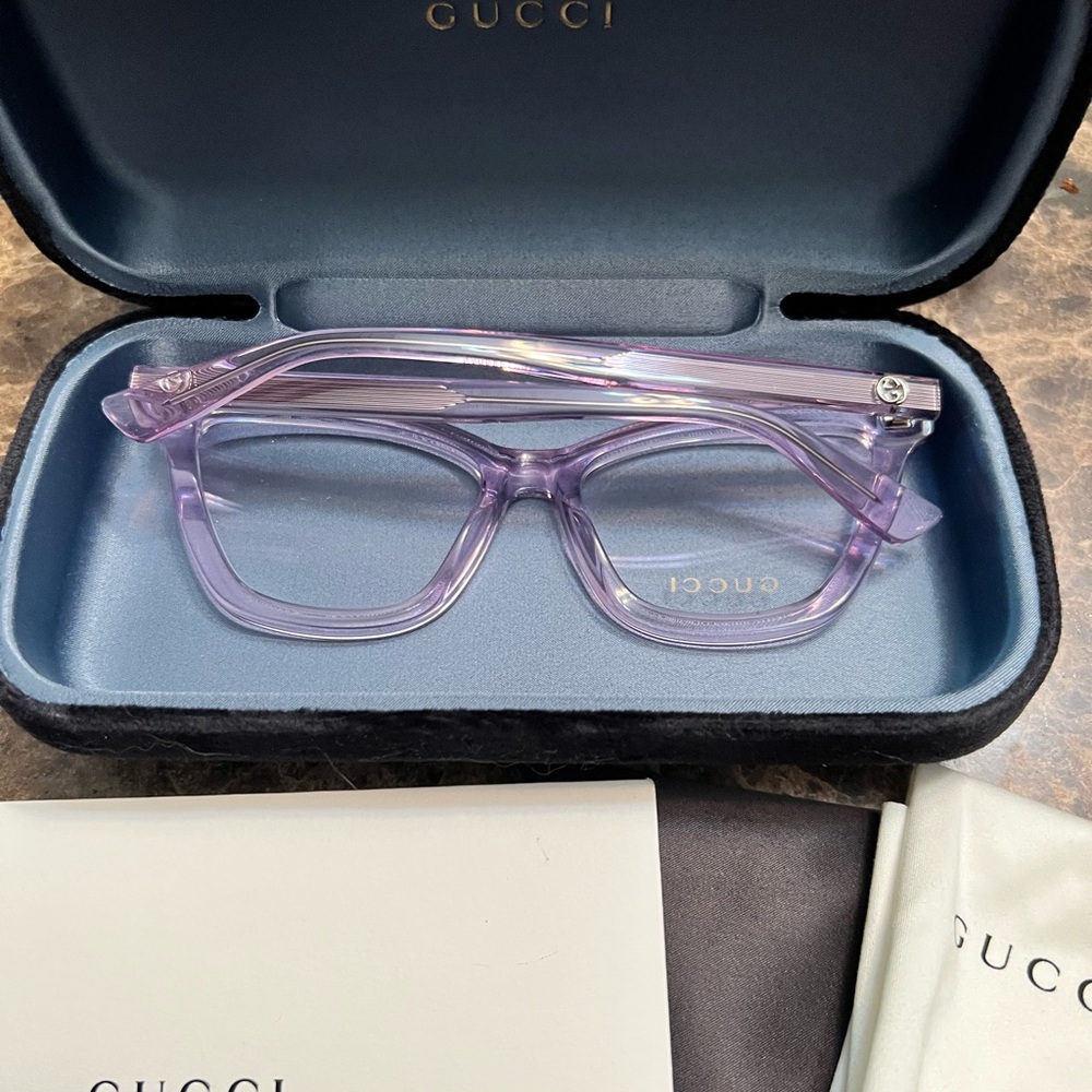 Gucci Transparent Lilac Square Women’s Glasses - Picture 2 of 3